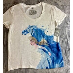 NEW Disney Elsa and Nokk Horse T Shirt Blouse White Frozen Women’s Size XL